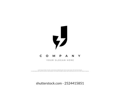 Simple Letter J Bolt Logo Design