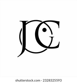 Simple letra J C diseño de logotipo con ilustración abstracta de cabeza de pez.