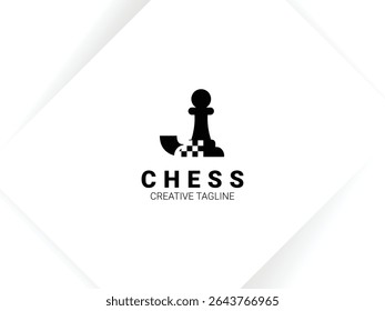 Simple letter J chess logo with pawn and chessboard symbol. Monogram logo template