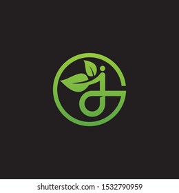 Simple letter J with leaf logo design vector