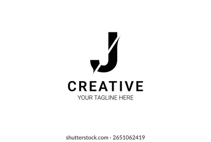 Simple letter J logo design with sliced effect