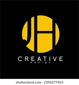 Simple letter JH logo design with a circle.