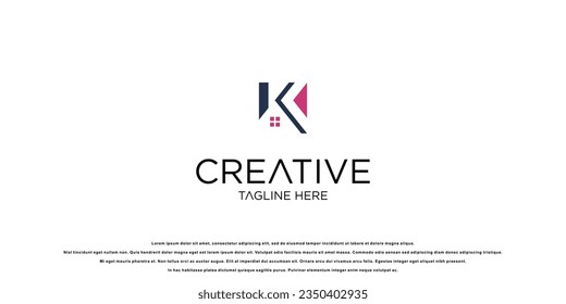 Diseño de logotipo K de letra simple con concepto de construcción| letra creativa k|vector premium