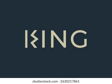 simple letter king logo. luxury woodmark crown vector design concept