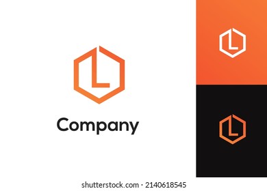 Letra simple logo de hexágono L