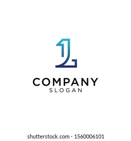 simple letter logo with a combination of number shapes 1. 1L or L1 monogram logo