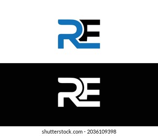 Simple RE Letter Logo Design Vector.