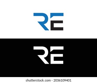 Simple RE Letter Logo Design Vector.