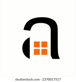 Letra simple un diseño de logotipo con símbolo de ventana.