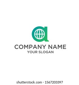 Simple A letter logo with website symbol for digital company etc.