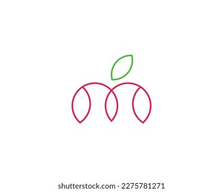 Simple letter M with apple form logo design template on white background.