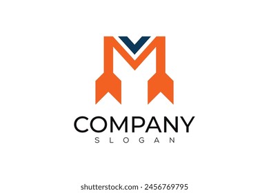 Simple Letter M Arrow Logo Creative Design Template