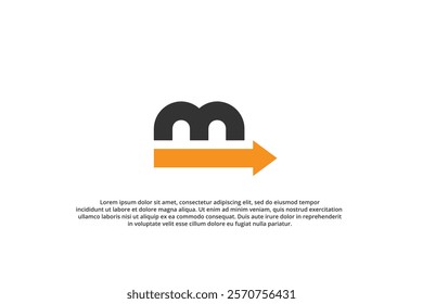 simple letter m arrow orange delivery logo expedition