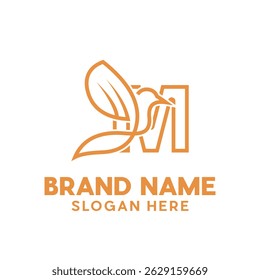 simple letter M Bird modern line design template