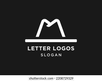 Einfache Buchstabe M Cowboy hat Logo-Design-Vorlage auf schwarzem Hintergrund. Geeignet für jedes Markenlogo