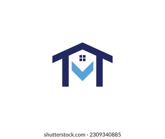 Simple Letter M House Shape Logo Design Template