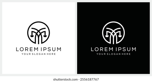 simple letter M law firm justice logo design template