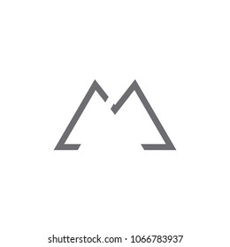 simple letter m linear logo vector