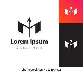 Simple letter M logo with up arrow logo design template,  esp10 isolated