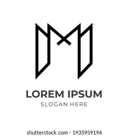 simple letter M logo design with flat black color style