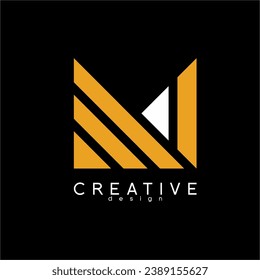 Diseño del logotipo M de letra simple con triángulo.