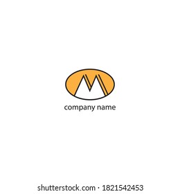 simple Letter M logo illustration. Black and yellow design vector template