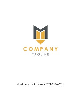 simple letter M and pen logo design template elements