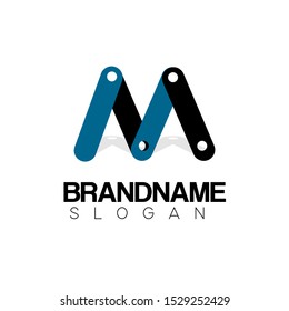 simple letter m robotic logo vector