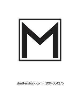 simple letter m square design logo vector