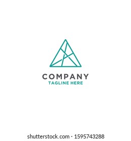 Simple letter A minimal logo with line triangle style. Vector template download.
