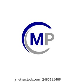 Simple Letter MP logo design template vector illustration. MP Alphabet Letter. MP Technology Logo Design Pixel Element.
