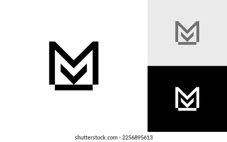 Simple letter MV or VM logo design vector