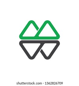 simple letter mw geometric triangle line mountain logo vector