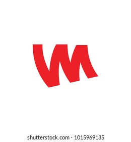 simple letter mw ribbon style logo