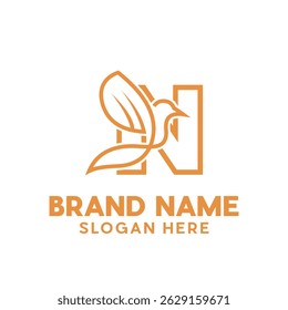 simple letter N Bird modern line design template