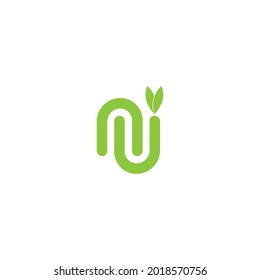 Letra simple N Logotipo vector de hojas