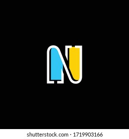 simple letter N line art logo vector