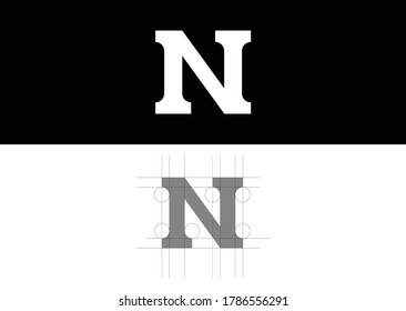 Simple letter N serif logo, icon, symbol, vector.