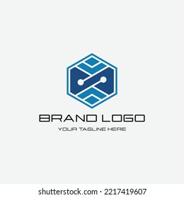 simple letter N tech logo design template elements
