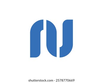 simple letter N and U design vector illustration on transparent background