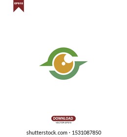 Simple letter NU combine with eye ball logo vector template design