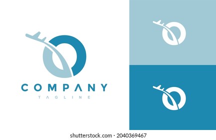 letra simple logotipo de avión O	