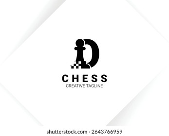 Simple letter O chess logo with pawn and chessboard symbol. Monogram logo template