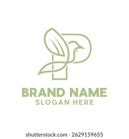 simple letter P Bird modern line design template