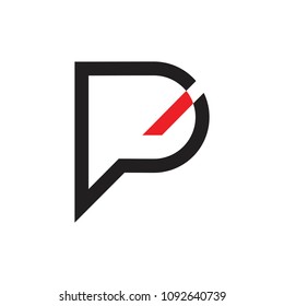 simple letter p geometric lines design logo