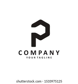 Simple letter p logo design black color