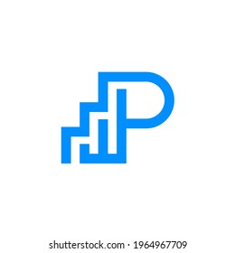 simple letter P logo design for wealth investment vector