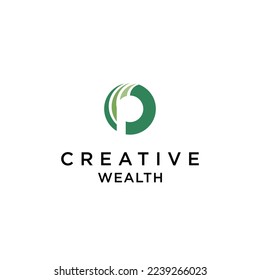 simple letter P logo design for wealth investment vector