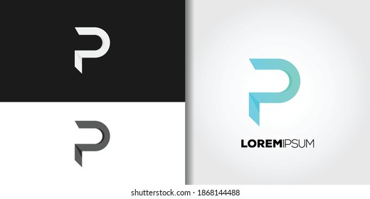 simple letter p logo set idea template vector