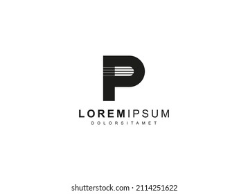 Simple Letter P Piano Logo Concept Design Template isolated on white background. Flat Vector Design Icon Illustration